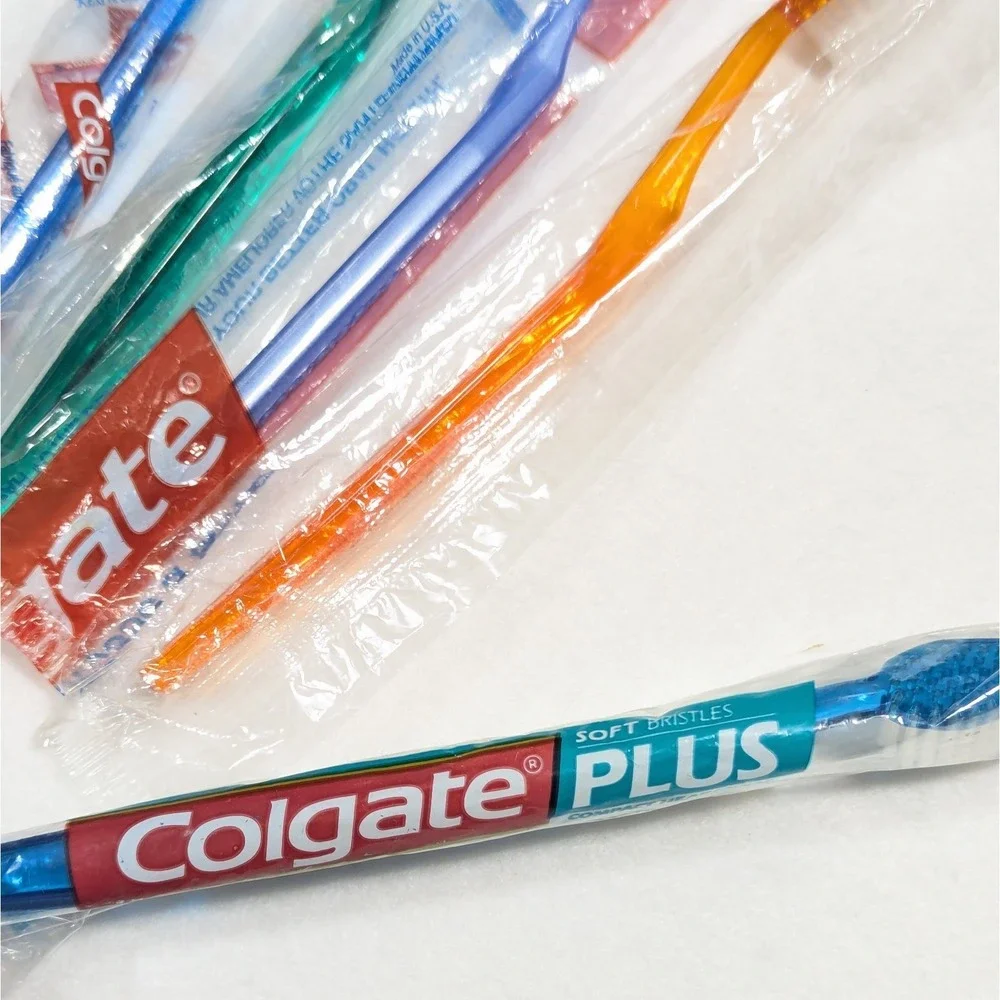 Vintage COLGATE PLUS Toothbrush Diamond Shape w/Dentist Info Printed (Lot of 5)